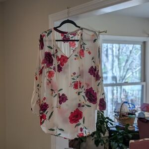 Floral Women's Top - White and Pink